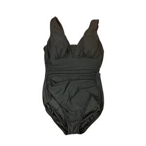 Lands' End Women's SlenderSuit Grecian Low Leg One Piece Swimsuit